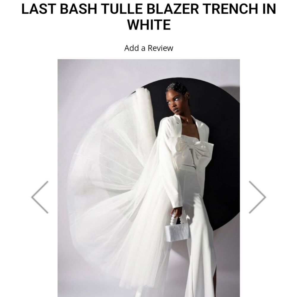 LAST BASH TULLE BLAZER TRENCH IN WHITE sz L